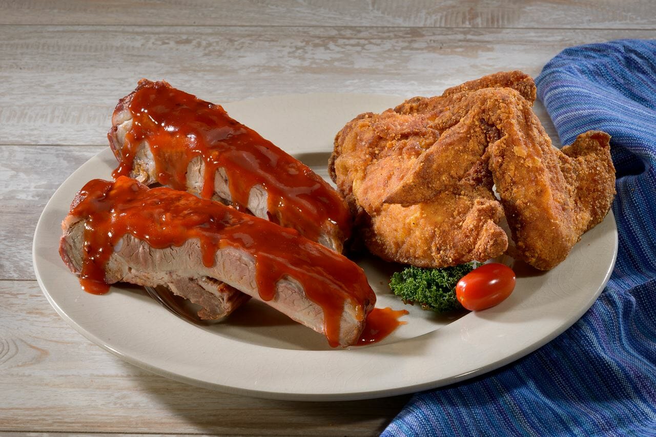 Zorns Skinless Southern Fried Chicken & Rib - qtr White, Breast & Wing with 2 Ribs